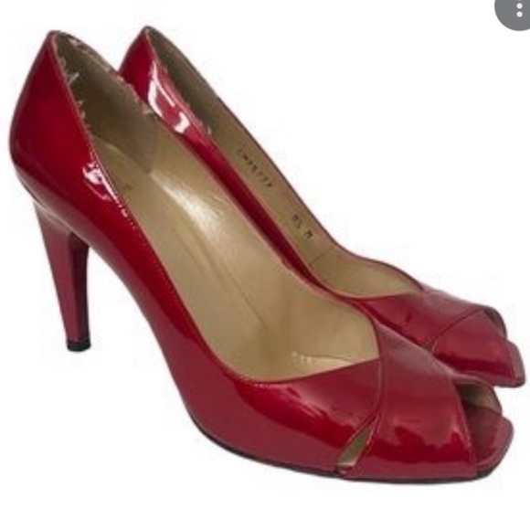 Stuart Weitzman “Quasar” Leather Open Toed Heels - Picture 9 of 15